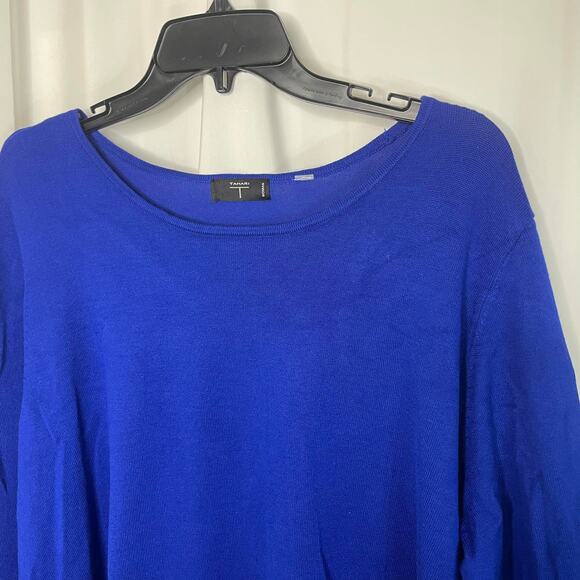 Tahari knit tunic sweater top women's 18 - 20 royal blue tunic style fine gauge - Picture 2 of 16